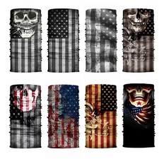 8PCS Seamless Skull Face mask, American flag Neck Balaclava Bandana, Sun prot...