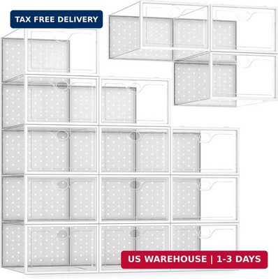 Pinkpum 15 Pack X-Large Shoe Storage Boxes Fit US Size 11, Shoe Organizer for Cl