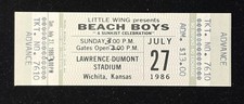 1986 BEACH BOYS CONCERT Full TICKET Wichita Kansas July 27 5 X 1-3/4