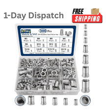 Vifmy 300 Pcs Metric and SAE Rivet Nut Assortment Kit Stainless Steel