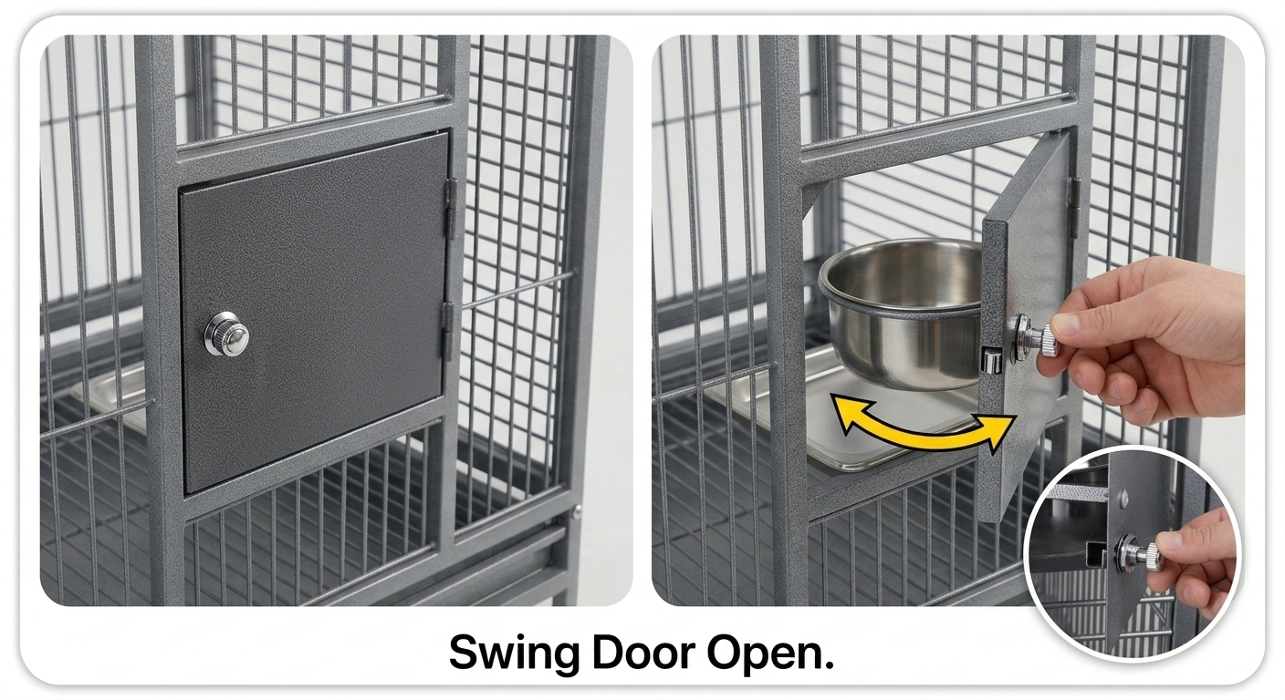 Bird Cage Feeder Door Spring Latch — Secure Locking Hardware for Parrot ...