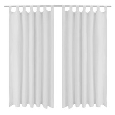 Micro Satin Curtains with Rings 140 x 175cm Pack of 2 Cream