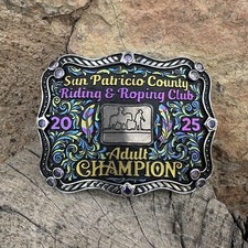 Cowboy Trophy Rodeo Style Belt Buckle with riding roping club