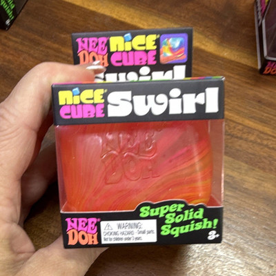 Schylling NeeDoh Nice Cube Swirl Squishy Squeeze Ball, Orange/Red/Yellow
