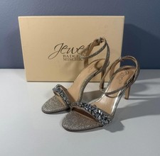  NEW Jewel by Badgley Mischka Silver Glitter Heeled Sandals