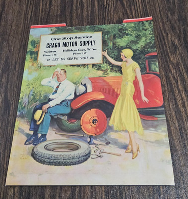 Antique Crago Motor Supply Weirton WV Advertising Calendar Top James McKell