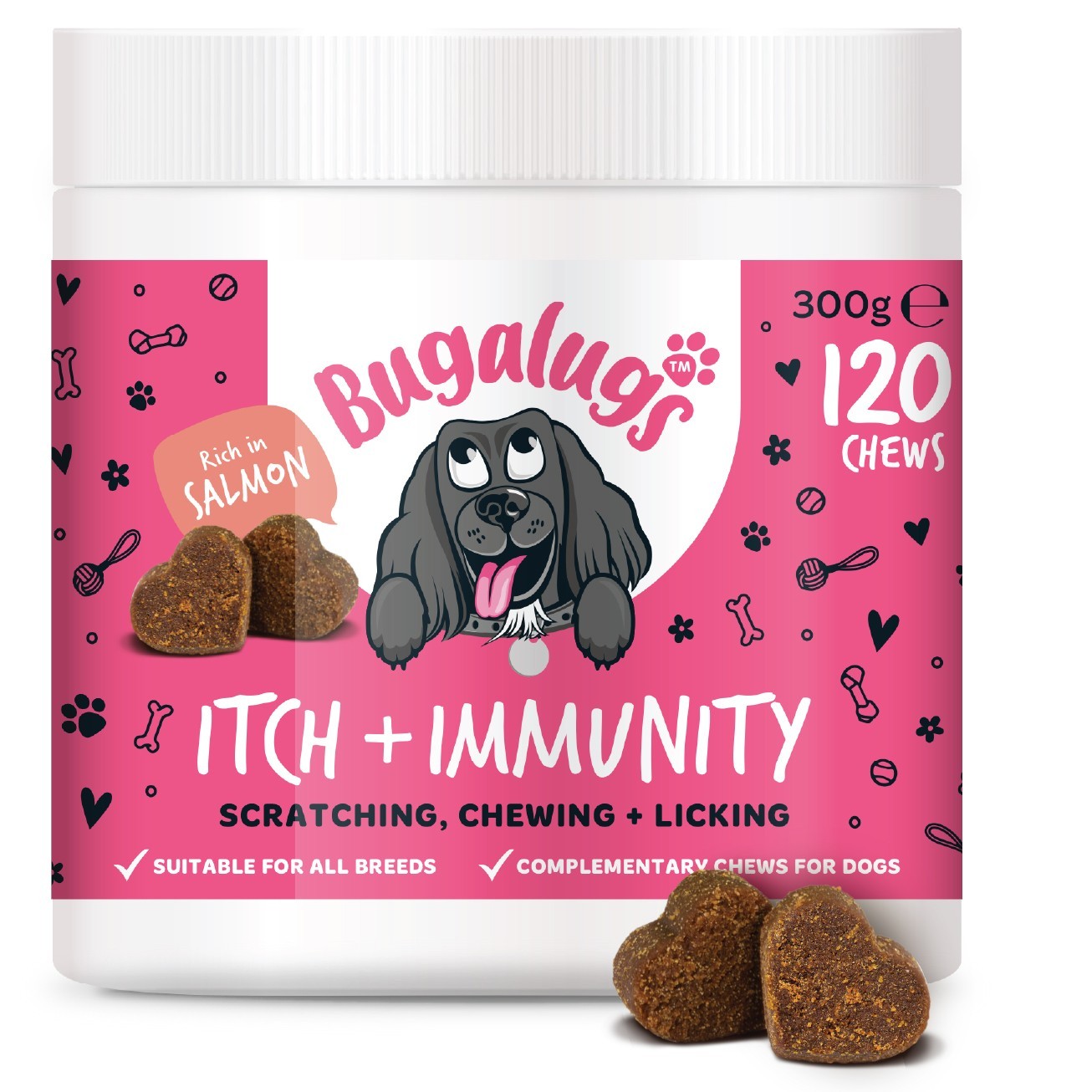 BUGALUGS Itch & Immunity Dog Treats for itchy dog skin itchy paws, ears, eyes