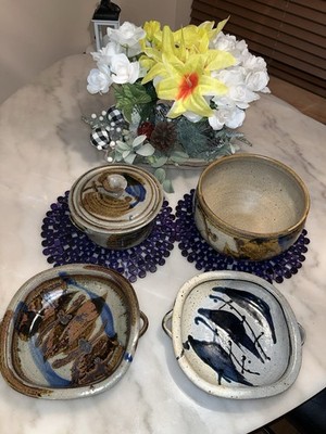 Beautiful collection of handmade studio art pottery dishes
