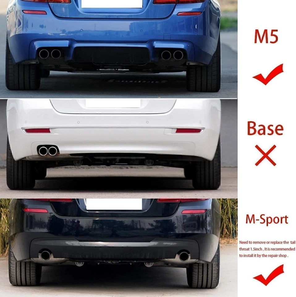 Labio de parachoques difusor trasero para BMW F10 serie 5 2012-16 535i M Sport fibra de carbono Foto 2 de 4