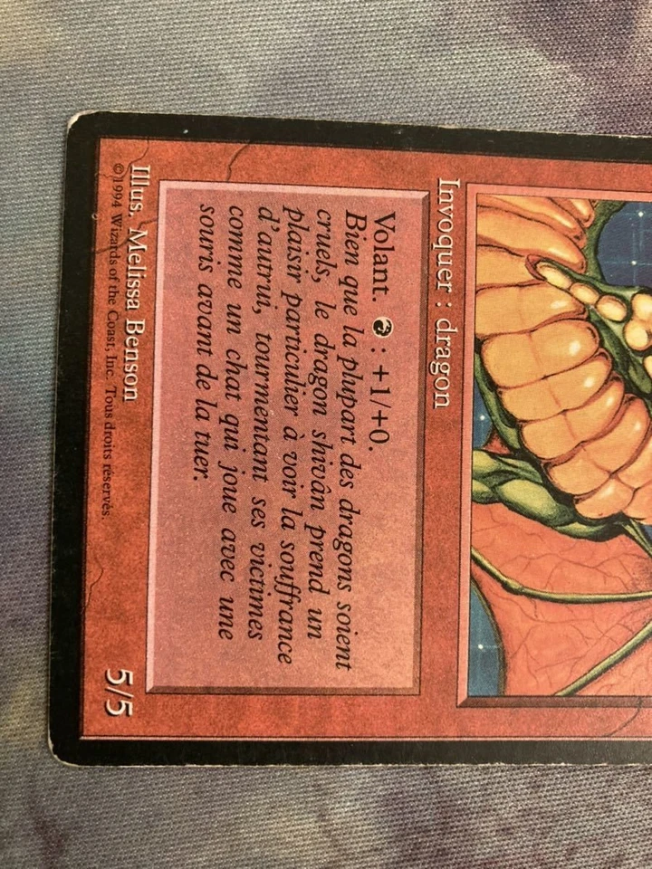 FBB Dragon of Mount Shiv French MTG Revised 3ED Black Frame Plaid Old Condition - Image 3 of 4