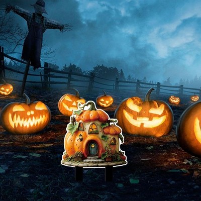 2D flacher Kürbis Pfahl Halloween Outdoor Deko Deko Deko Hof Schild