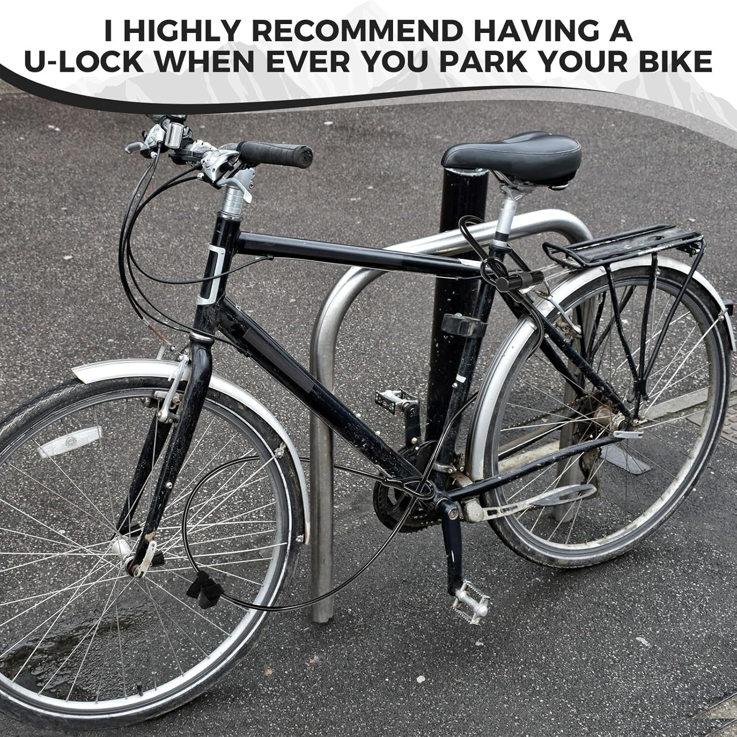 Hapleby Premium Bike Lock Set with 2 Keys, Bike U-Lock with 6 Feet Thickened Sol