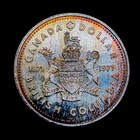 1971 Canada British Columbia Centennial Silver Dollar Rainbow Toning — photo 2