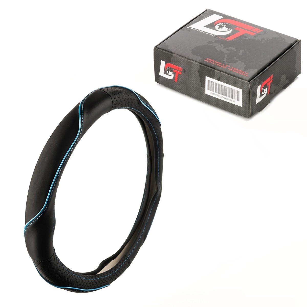 Steering Wheel Cover Ø 38x9 CM 15x3, 5 Inch Black Blue for Maybach