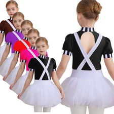 Girls Dress Parties Skirt Christmas Costume Stripe-cuffed Short Sleeves Stage