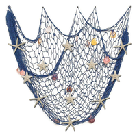 Fangoo Fischernetz Wanddekoration 150,0X200,0Cm Blau Mit Muscheln Und Seesternen