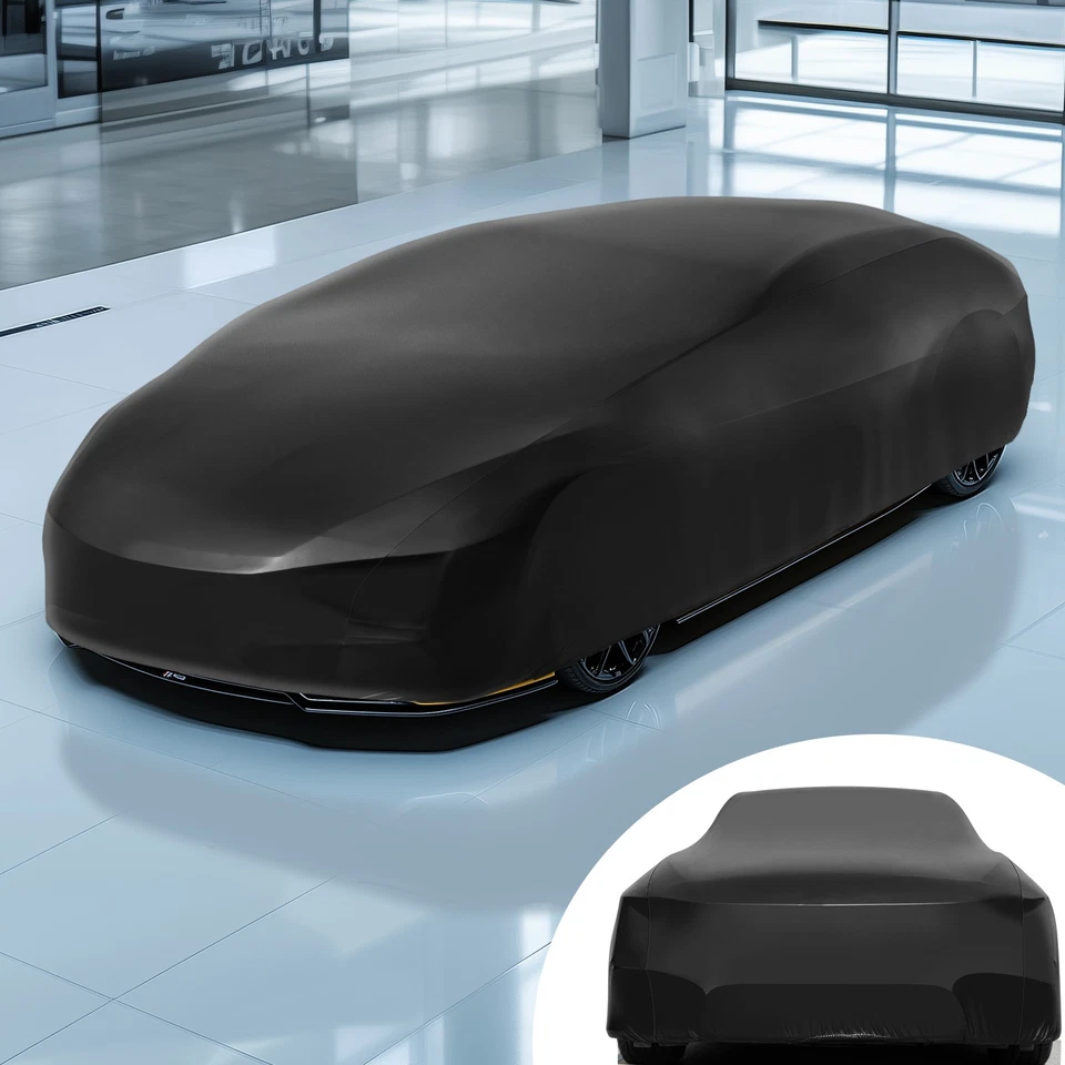 Водонепроницаемый полный автомобильный чехол черный уличный внутренний атласный эластичный для Maserati Spyder - Изображение 4 из 4