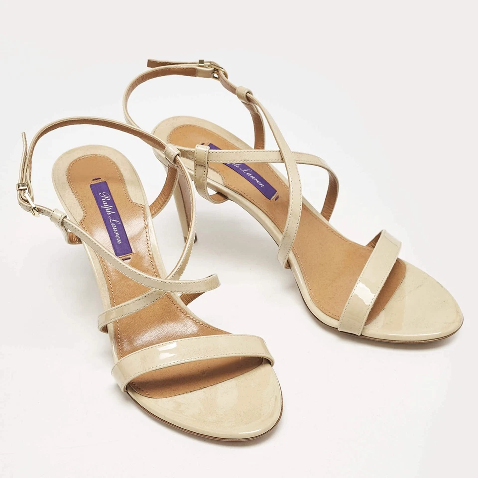 Sandalias Ralph Lauren beige charol entrecruzadas con correa al tobillo talla 38 Foto 4 de 4