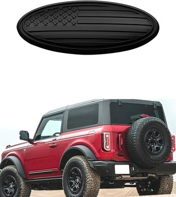 CONGCONG Fit Ford Bronco Emblem, 5 inch Overlay Rear Tailgate Oval 5'', Black 