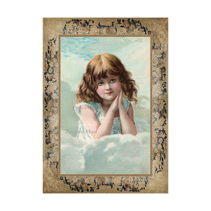 Victorian Girl In The Clouds Cotton Fabric Block Quilt Panel Sewing Applique