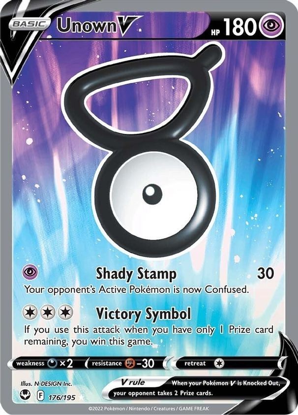 Unown V - 176/195 - Pokemon Silver Tempest Sword & Shield Full Art Card NM