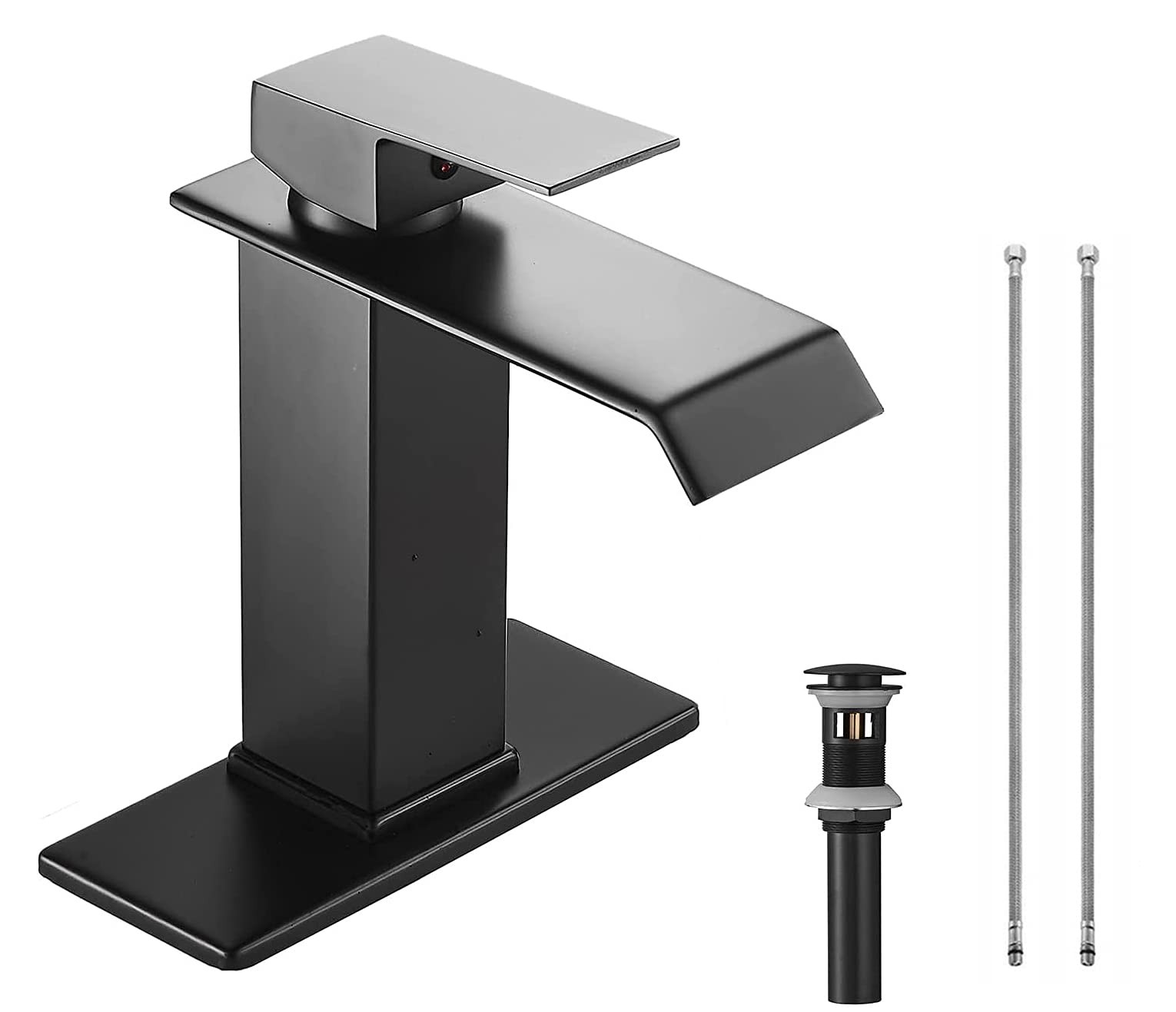 Yccuza Black Bathroom Faucet Waterfall One Hole Single Handle Bathroom Sink