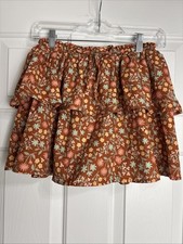 Cat  Jack Girls Skirt Sz L 10/12 Tiered Floral Ruffle Elastic Waist Drawstring