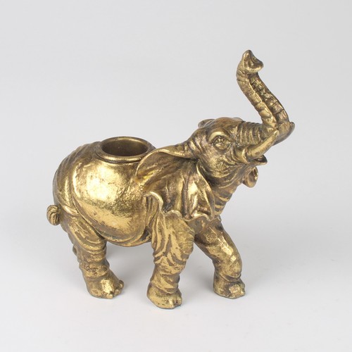 Resin Gold Angry Elephant Taper/Dinner Candle Stick Holder Antique Animal Statue - Picture 6 of 7
