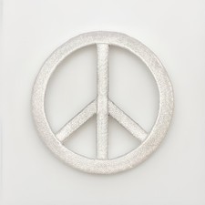 White Peace Sign Iron On Cut Out Patch Retro Hippie Symbol Applique DIY Jacket