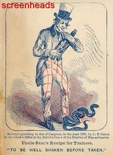 ORIGINAL 1861 CIVIL WAR COVER ENVELOPE CACHET "Uncle Sam's Recipe For Traitors"