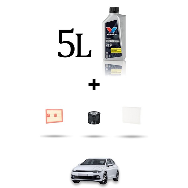 Hoffcar Wartungsset 3 Filter Und 5L ÖL FüR Vw Golf Viii 1.5 Etsi Ehybrid 110Kw-image