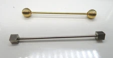Lot of 2 Vintage Gold & Silver Tone Barbell Screw Dress Shirt Collar Bar
