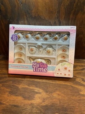Vintage UNBRANDED Mini Tea Set  15 Pcs Porcelain Teddy Bear Childrens Tea Party