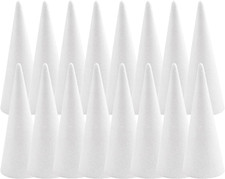 Foam Cones for DIY Arts and Crafts 3.75 X 9.7 In, 16 Pack , White Polystyrene F