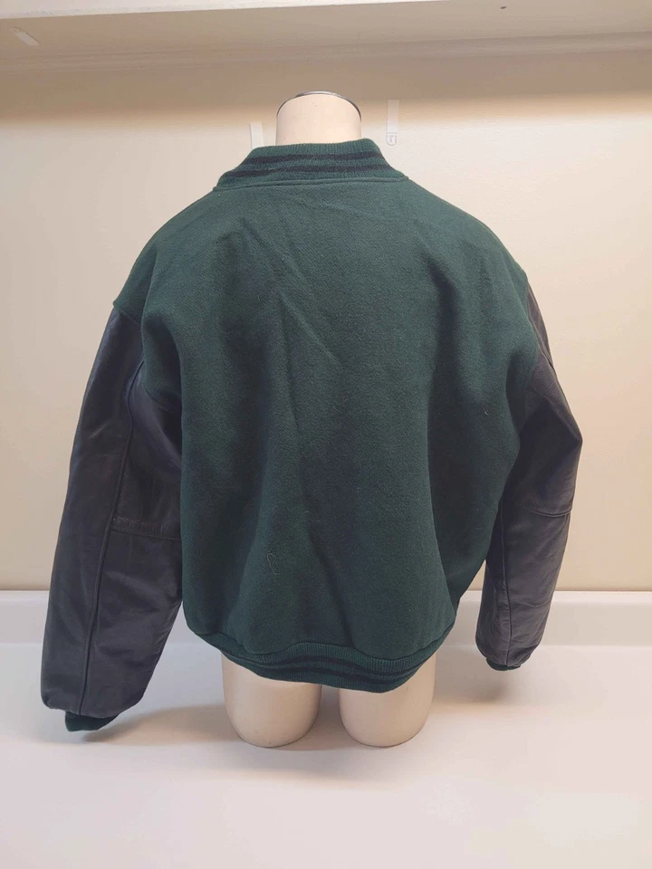 Golden Bear Men's Varsity Jacket Dark Green Wool Leather Sleeves Size XXXL - Image 2 of 4