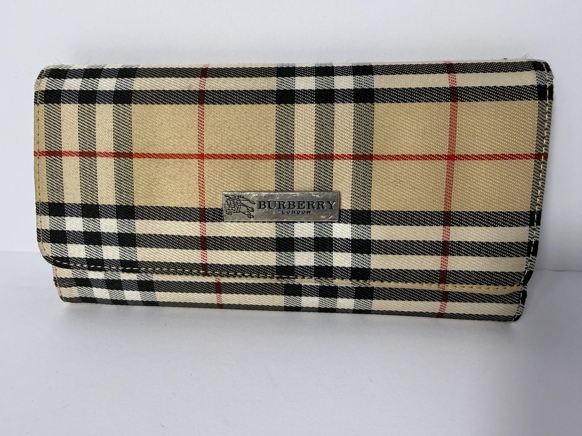 Burberry NOVA 布張り　万年筆　字幅M Burberry Wallet Womens Beige Nova Check Plaid Folding Checkbook