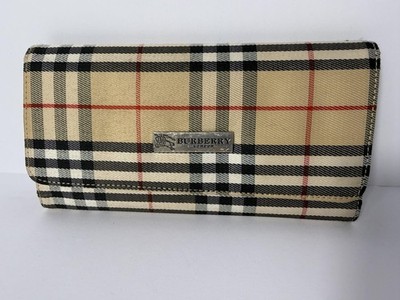 Burberry Wallet Womens Beige Nova Check Plaid Folding Checkbook Burberry Wallet Womens Beige Nova Check Plaid Folding Checkbook