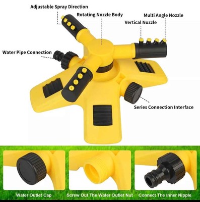 360°Rotating Lawn Sprinkler Head Garden Irrigation System Adjustable Water Spray