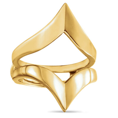 10K Solid Yellow Gold Heart Jacket Wrap Stylish Plain Ring Guard For Womens