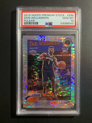 ZION WILLIAMSON 2019 HOPPS PREMIUM STOCK #296 PULSAR ROOKIE RC PSA