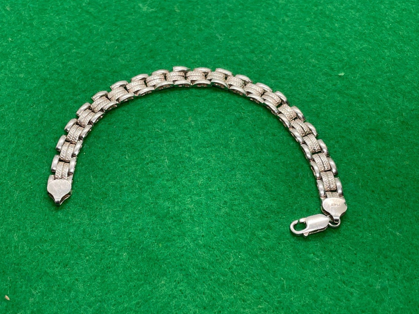 SOLID STERLING SILVER FANCY LINK BRACELET 16.2G V… - image 1