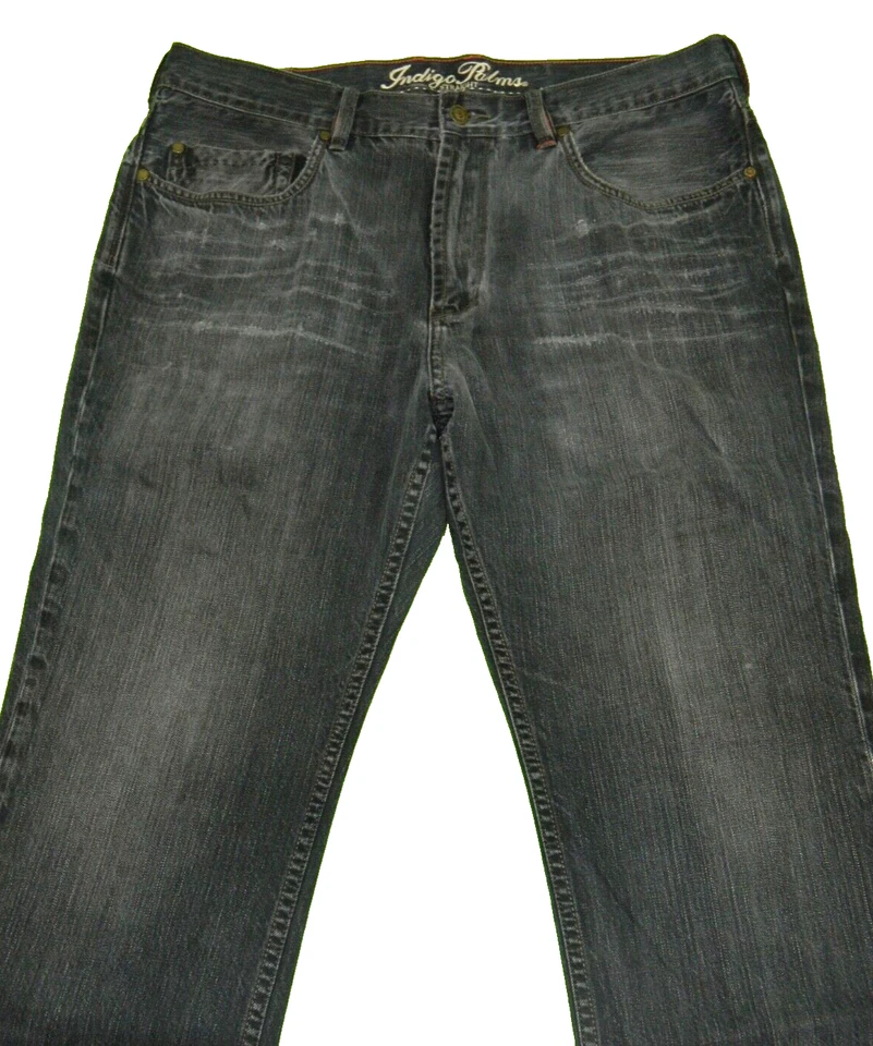 Men's Straight Jeans Indigo Palms Premium Denim Tag 38x32 measured Size 35x30 - Image 4 of 4