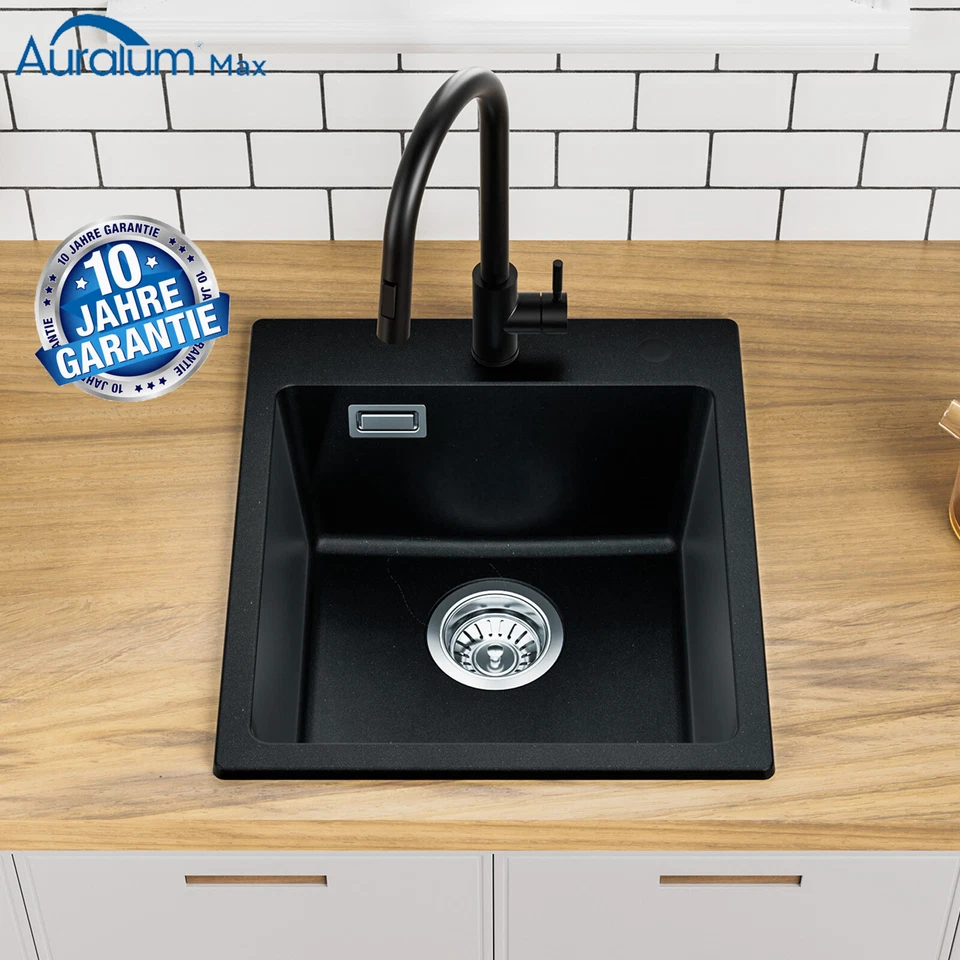40x45CM Spülbecken Schwarz Spüle Einzelbecken Küche Einbauspüle Küchenspüle NEU