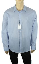 NEW MENS CALVIN KLEIN SLIM FIT LONG SLEEVE BLUE COTTON BUTTON FRONT SHIRT XL 79