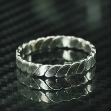 size 8, vintage sterling silver 925 handmade stackable woven braided band ring