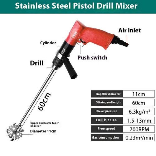 Handheld Pneumatic Stirrer Stirring Blade Paint Stirrer Pneumatic Power Stirrer - Picture 14 of 14