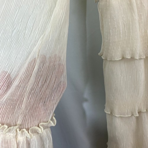 Neu mit Etikett Lulus Know You Better cremefarbenes langärmliges Minikleid mit Stufen und Rüschen Größe M - Bild 9 von 12