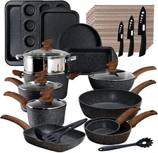 30 Piece Cookware Set Pots and Pans Set Kitchen Granite Non Stick Bakeware Set