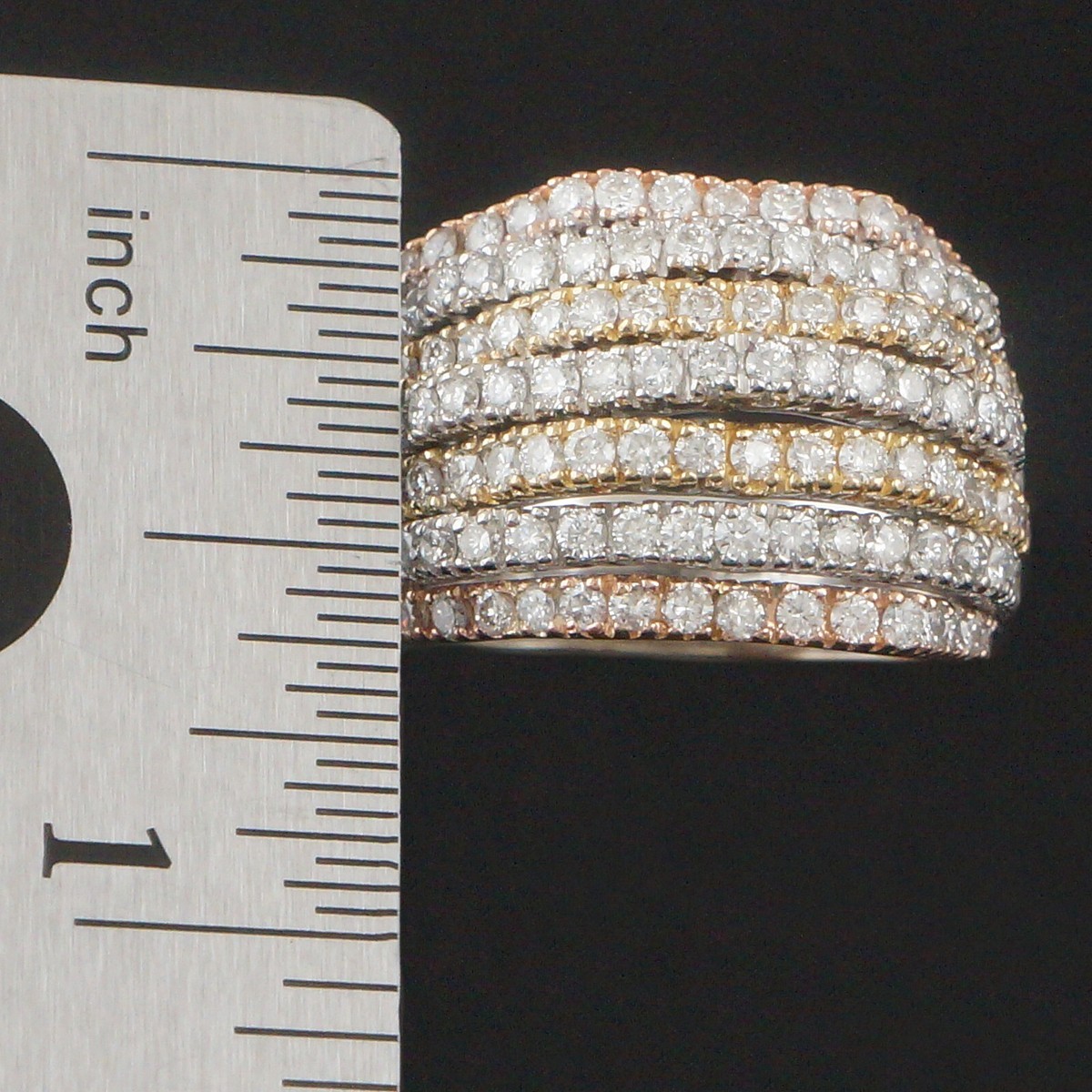 Sonia B Multi Tone Solid 18K Gold Seven Row Pave Diamond