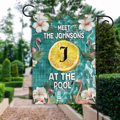 Personalized Meet Me At The Pool Flag, Summer Swimming Pool Party Flag Decor